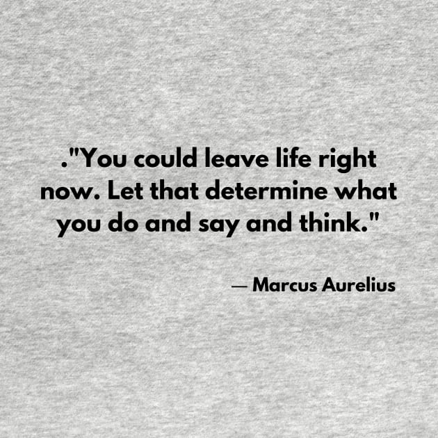 “You could leave life right now. Let that determine what you do and say and think.” Marcus Aurelius Meditations by ReflectionEternal